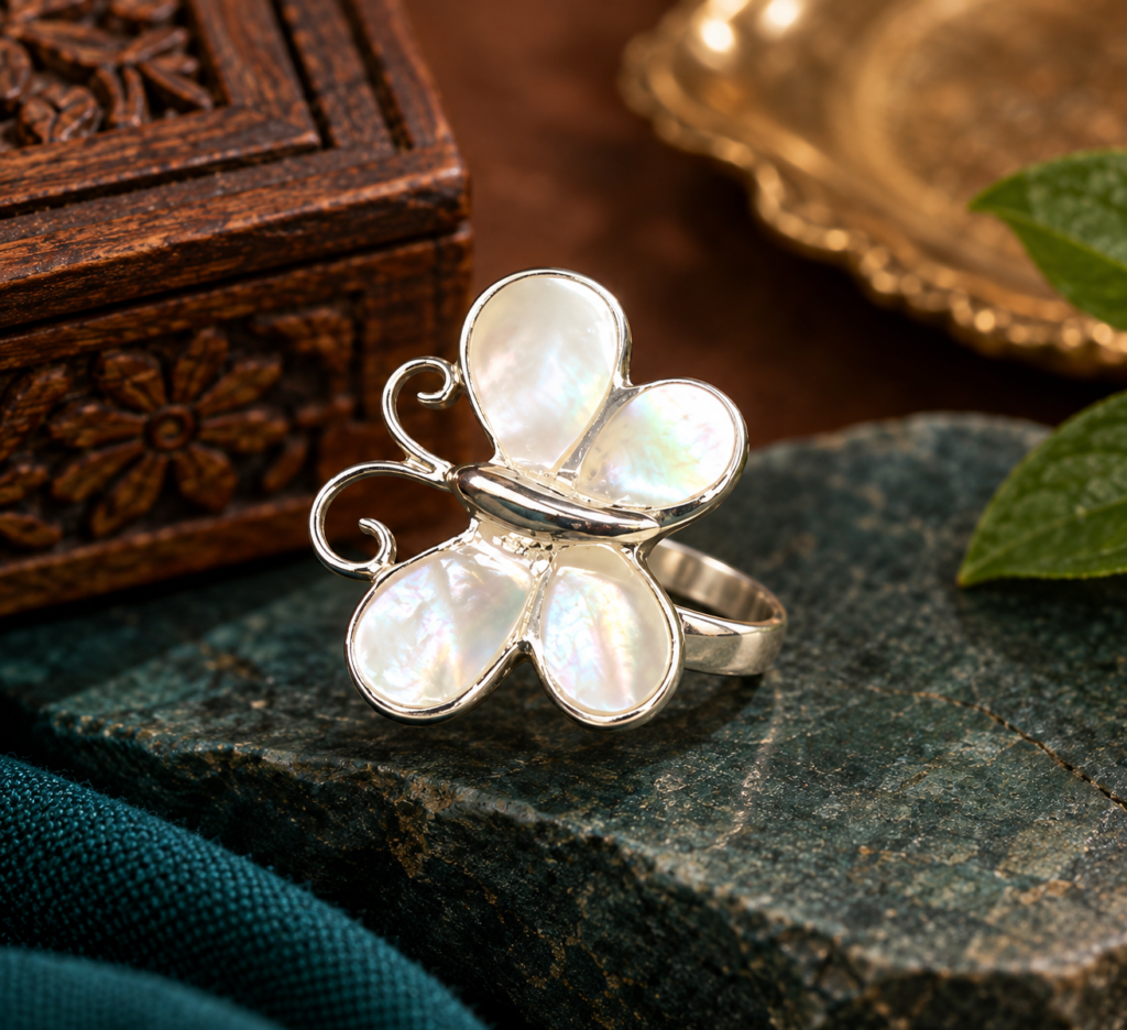 Pearl Blossom Silver Rings