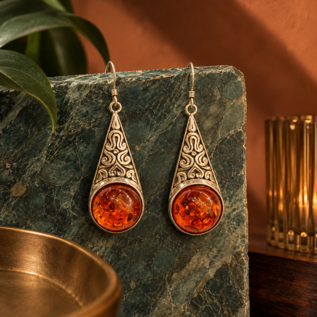 Amber Filigree Drop
