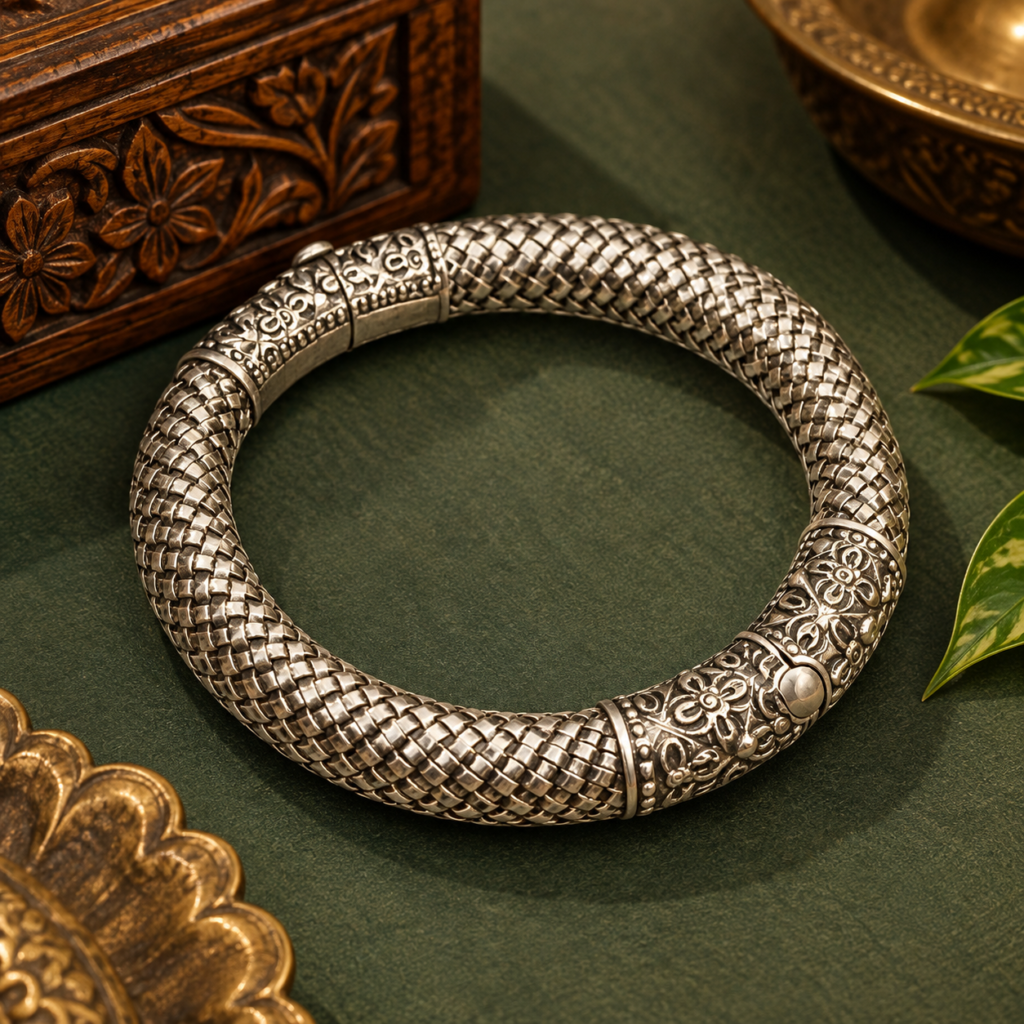 Woven Heritage Silver Cuff