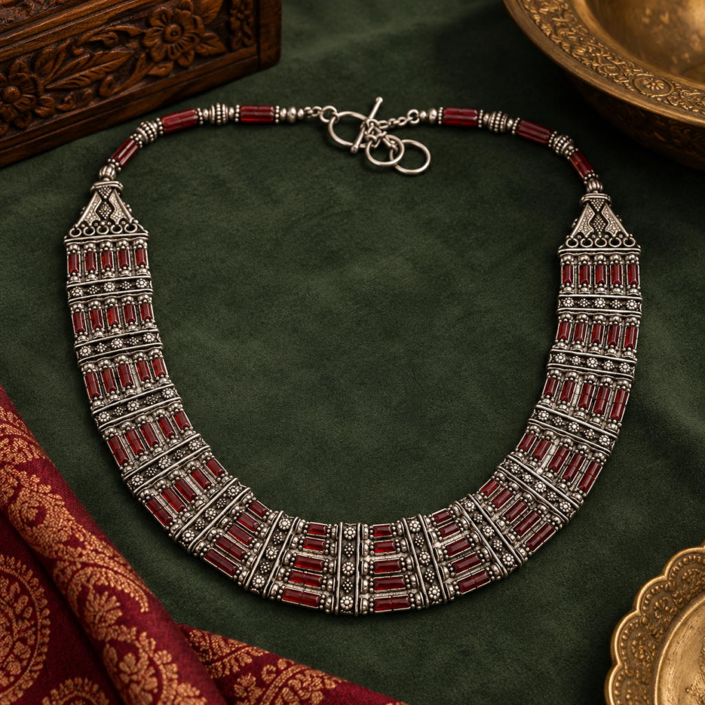 Ruby Heritage Oxidized Necklaces