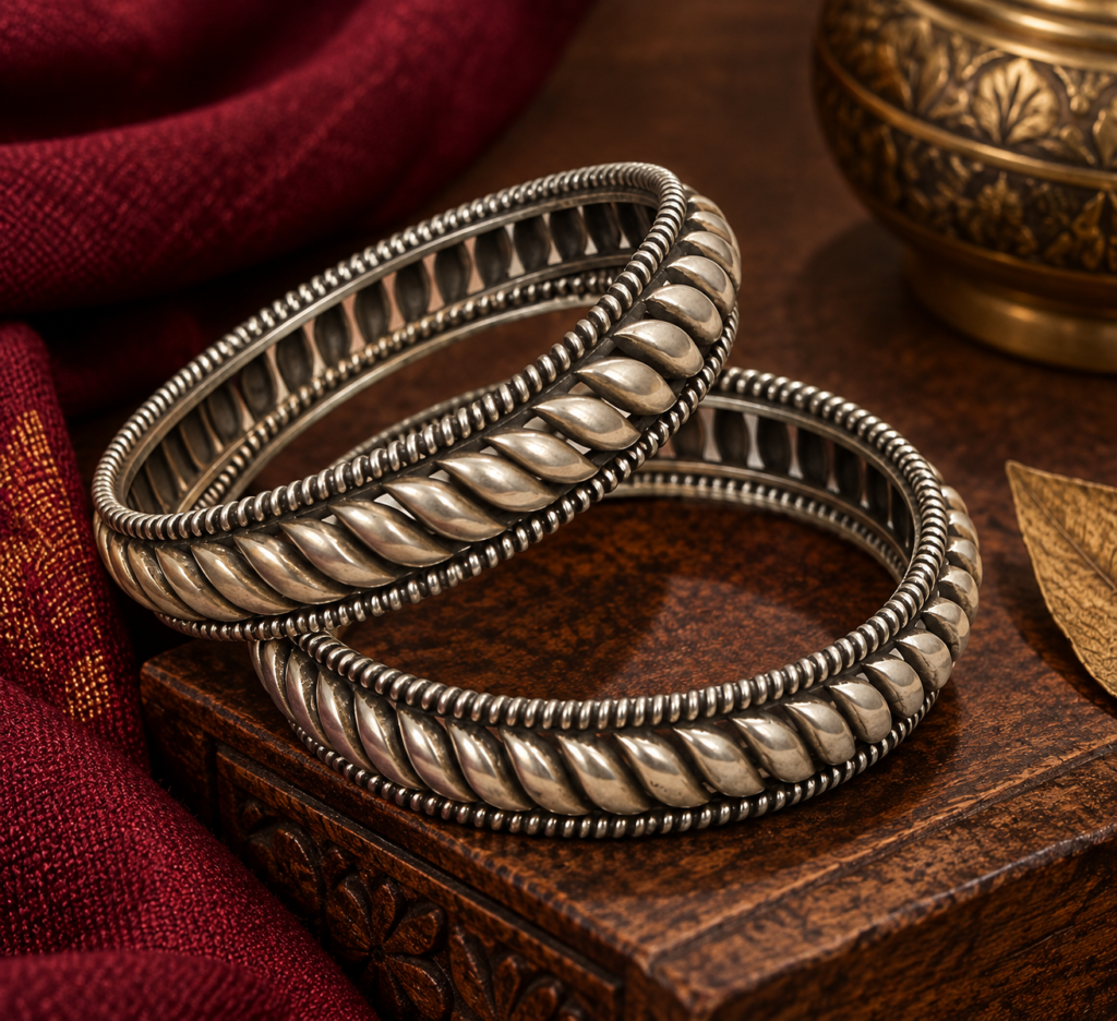 Braided Heritage Silver Bangles