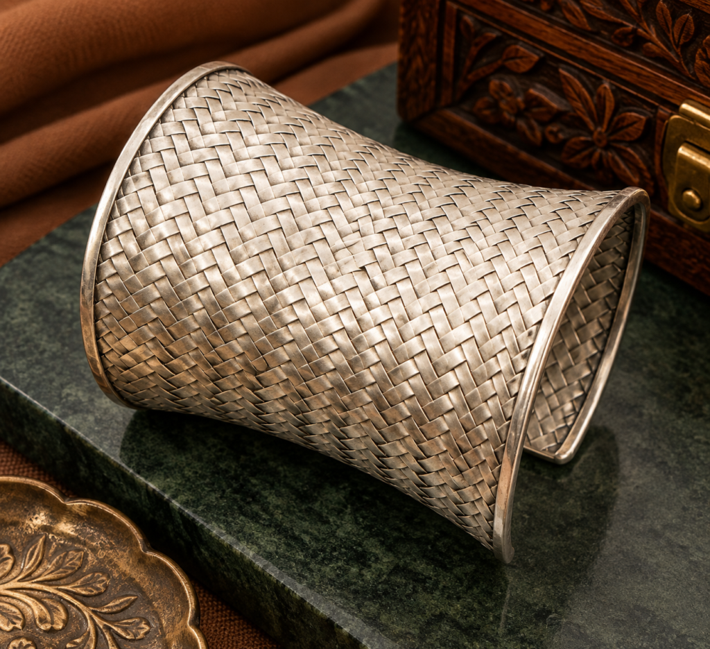 Woven Silver Statement Cuff