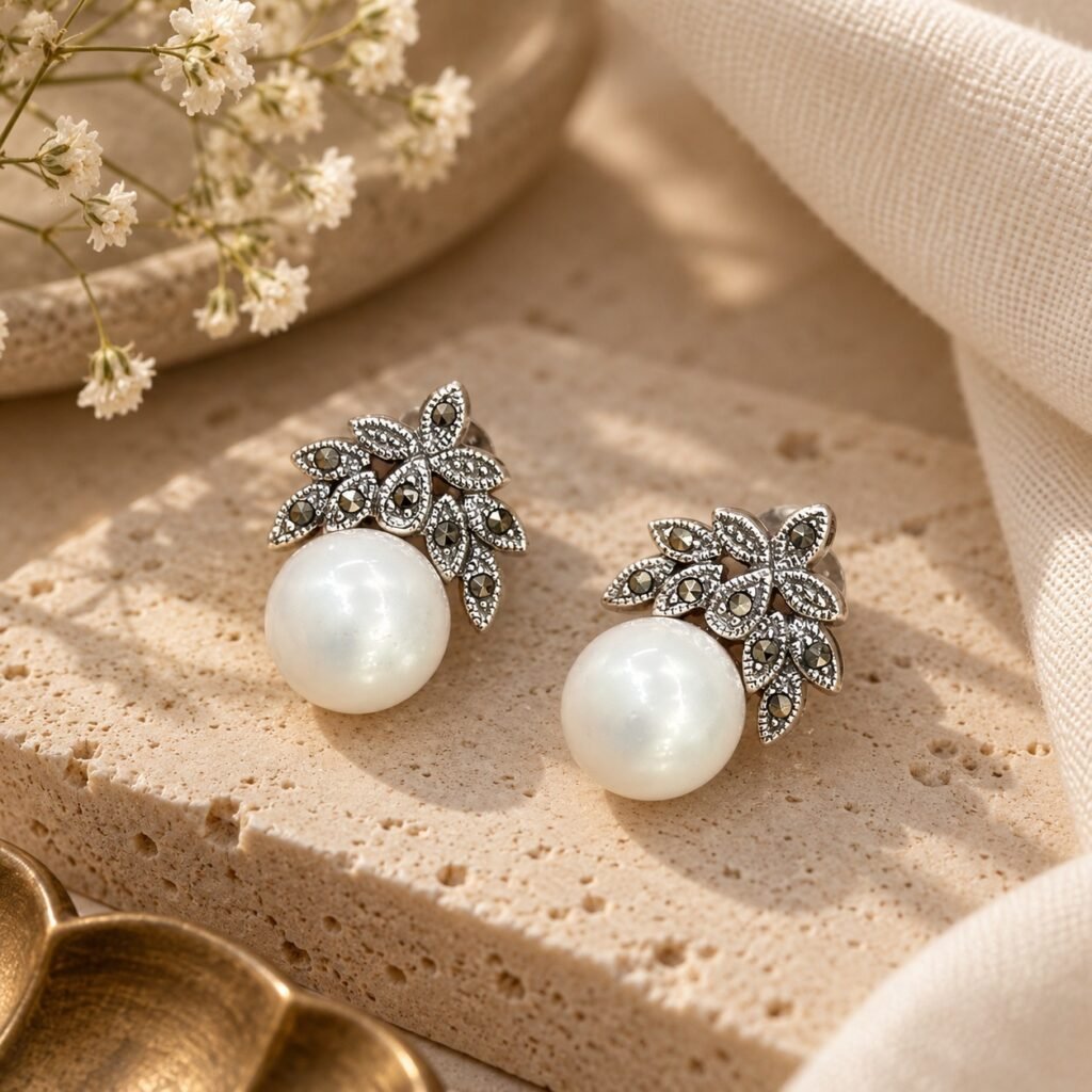Pearl Bloom Silver Studs