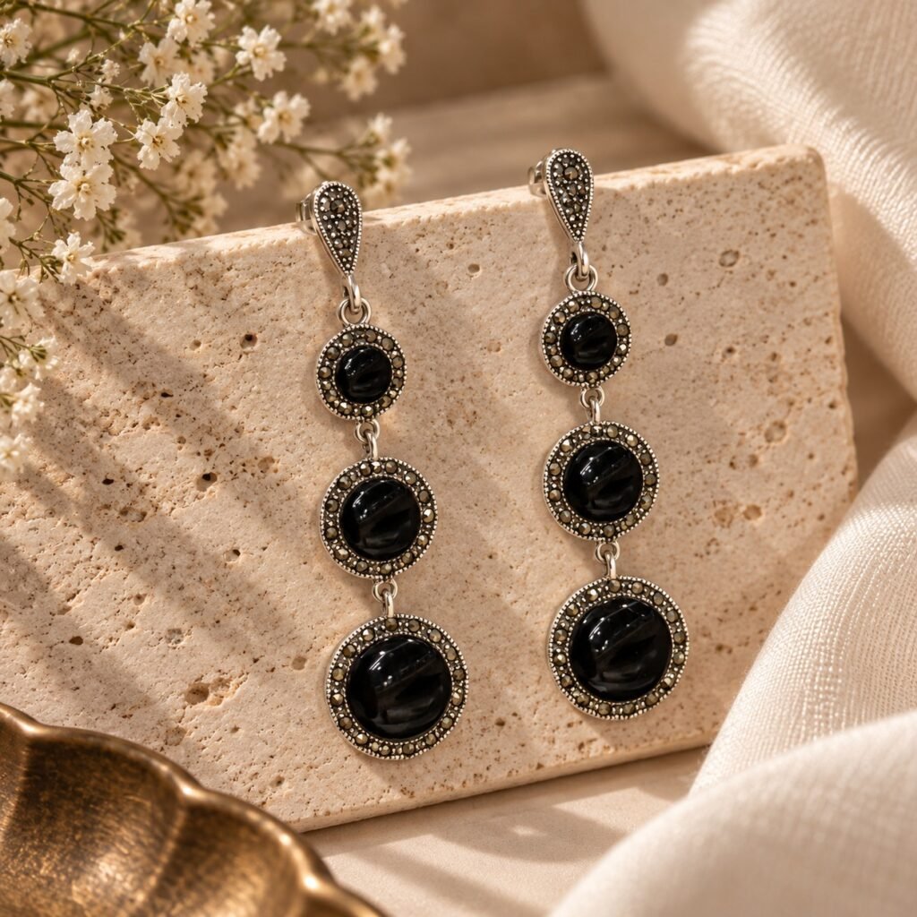 Black Onyx Cascade Earrings