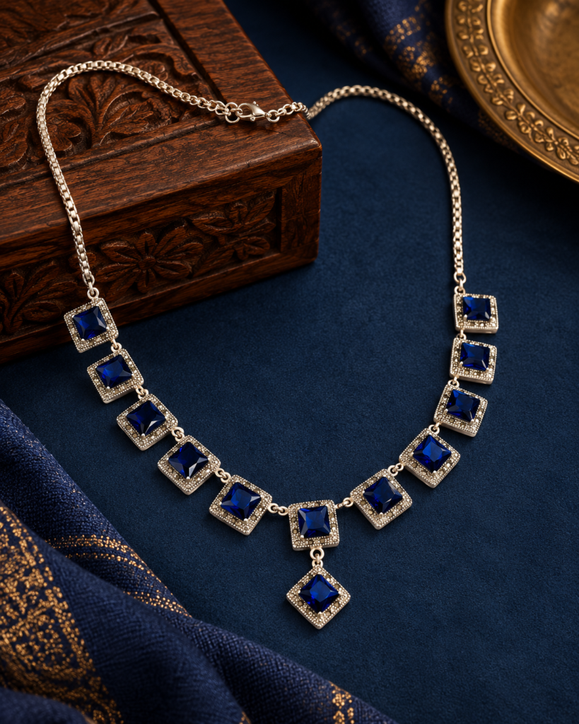 Sapphire Square-Link Necklace